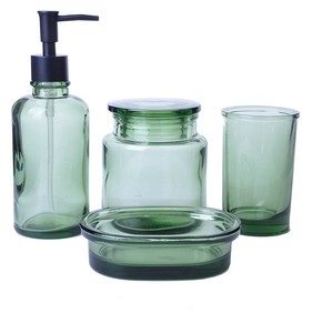 De vidrio verde hotel dispensador de jabón titular de cepillo de dientes de vaso de vidrio plato de jabón, regalo de <span class=keywords><strong>baño</strong></span> - Product Image 1
