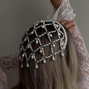 Serre-tête bohème à pampilles de perles avec chaîne perlée à franges pour mariée, accessoire de cheveux pour mariage, fête, bal de promo, soirée - Product Image 2