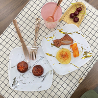 Assiettes en plastique carrées modernes de 7/9/10 pouces, nouvelle arrivée, couleur personnalisée avec design marbré