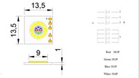LED RGBW haute puissance 8W 10W 1313mm avec puce LED RGBW 1313 et PCB en aluminium de 13mm