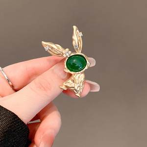 <span class=keywords><strong>Vintage</strong></span> tão bonito coelho ouro broche strass verde criativo broches pinos para mulheres moda design BroochesGJZ-BXZ083 - Product Image 3