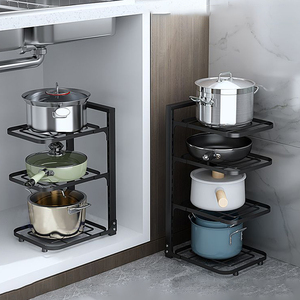 Estante de almacenamiento de acero inoxidable para cocina, fregadero inferior, armario doméstico multicapa, estante para ollas - Product Image 4