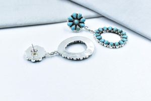 Boucles d'oreilles à tige en turquoise Mojave et argent sterling de haute qualité, faites à la main, pour femmes, boucles d'oreilles de fête de mariage, pierre naturelle - Product Image 4
