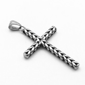 yunnique <b>Titanium</b> Steel Cross Pendant Necklace Unisex Stainless Steel Religious Jewelry Geometric Design Fashion Necklace - Product Image 3