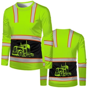T-shirts de sécurité à manches longues personnalisés pour hommes, construction, déménagement, <span class=keywords><strong>haute</strong></span> <span class=keywords><strong>visibilité</strong></span>, respirants, protection solaire, réfléchissants, ANSI Classe 3 - Product Image 6