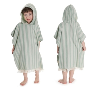 Asciugamano Poncho per <span class=keywords><strong>bambini</strong></span> caldo morbido assorbente colorato a righe in puro cotone - Product Image 2