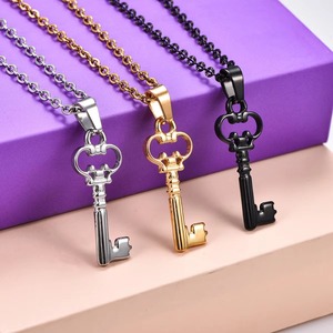 Collier pendentif clé en acier inoxydable mignon pour femme, breloques punk hip-hop, chaîne de cou, fournitures et accessoires de fabrication de bijoux en métal - Product Image 3