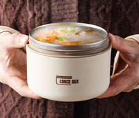 Conteneur isotherme pour repas, boîte à lunch thermique en acier inoxydable, pot de cuisson thermique portable, boîte à double couche de forme ronde
