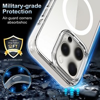 Étui de téléphone portable de haute qualité, premium, transparent, en PC, avec protection des coins magnétiques, pour iPhone 15 14 Pro, antichoc, transparent