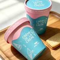 Vasos/Tazones de Papel para Helado y Yogur de Doble Pared con Impresión Personalizada y Tapas de Papel para Alimentos Congelados y Comida para Llevar