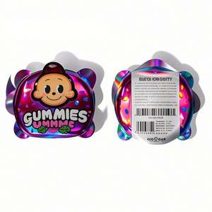 Bolsas de Mylar Ziplock holográficas a prueba de olores resistentes a los niños personalizadas, corte de tinte láser comestible para goma de mascar y gelatina - Product Image 2