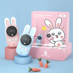 Walkie-talkie infantil, walkie-talkie sem fio de longo alcance com 4 peças, bateria aaa rosa e azul