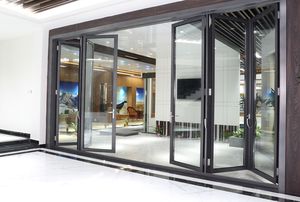 Pantalla plegable de vidrio templado de aleación de aluminio de diseño moderno, uso interior, superficie acabada de red de acero inoxidable plegable - Product Image 5