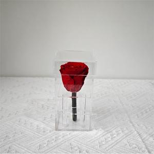 Lovebay, venta al por mayor, flores preservadas, acrílico, larga duración, eterno para siempre, <span class=keywords><strong>rosa</strong></span> <span class=keywords><strong>roja</strong></span> <span class=keywords><strong>natural</strong></span> preservada en caja transparente acrílica - Product Image 2