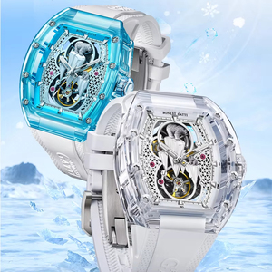 Montre mécanique à mouvement automatique BG6002, cadran lumineux ours polaire, bracelet blanc, montres pour hommes - Product Image 3