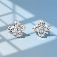 Anting-anting berlian imitasi emas 18K Good Century, model bunga, potongan bulat, untuk pengantin, pernikahan, perhiasan mewah, grosir