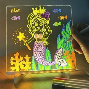 Scrittura a mano 3D NightLight USB Charge Blank acrilico Led Graffiti Sketchpad lavagna con Mark Pen lampada che cambia colore