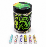 Embouts de filtre en papier imprimés colorés dans un pot transparent, tubes filtrants à motifs pour accessoires de fumage, vente en gros, logo personnalisé
