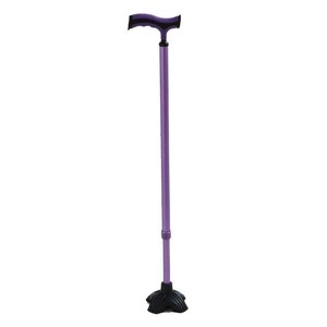 Bastón de cuatro patas de aleación de aluminio con mango antideslizante de TPR para apoyo al caminar de personas mayores, color morado KJT954 - Product Image 3