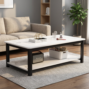 Modern Faux <b>Marble</b> Coffee <b>Table</b> Storage Shelf Metal Frame Living Room Furniture Metal Drake Industrial Design 1 Year Warranty - Product Image 1