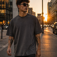 T-shirt ample en coton épais 300G avec logo personnalisé et détails en cristal, style urbain tendance pour tenue de rue quotidienne décontractée