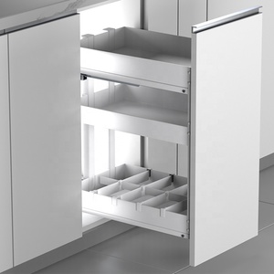 Modern Pull Out Spice Rack Organizer With Metal Construction for <b>Narrow</b> Kitchen Base Cabinets Partitioned <b>Storage</b> Mildew-proof M - Product Image 1