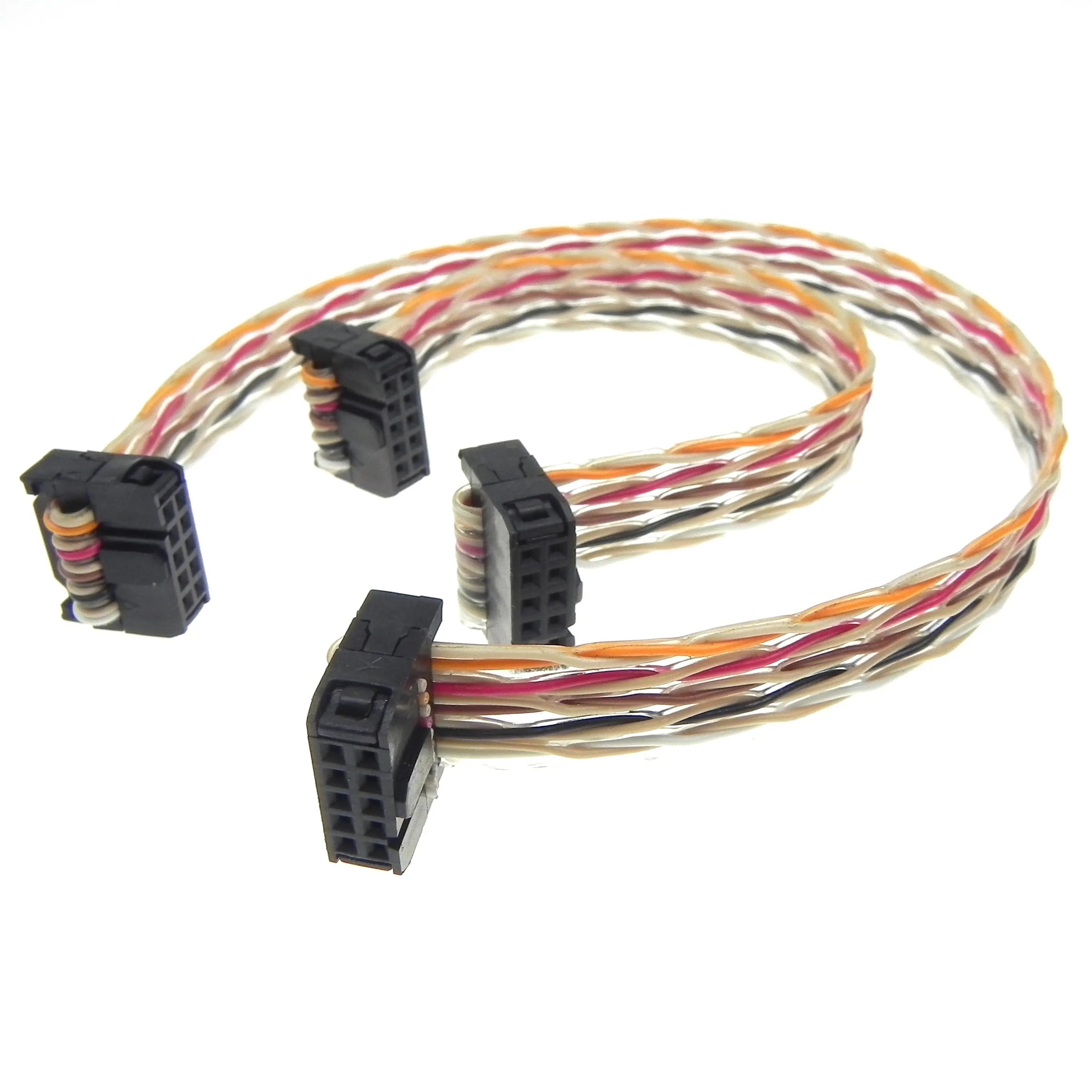 24awg 2mm pitch 10 tel idc düz bükümlü çift şerit flex kablo ile idc header