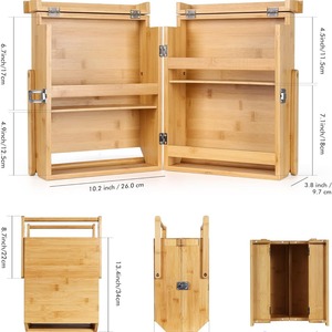 Estante de almacenamiento de condimentos de bambú para cocina, plegable, organizador de especias de 2 niveles para uso en encimera. - Product Image 2