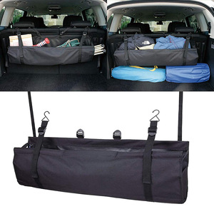 Organizador de maletero de coche, bolsa de almacenamiento de tela Oxford negra de 90cm con ganchos para organización interior del coche - Product Image 3