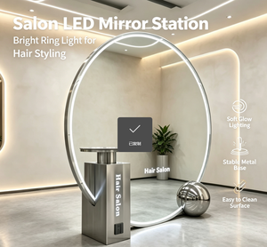 Miroir de Salon LED Complet en Verre pour Coiffure, Table d'Outil de Coiffage, Mobilier Commercial de Barbier - Vente en Gros Usine - Product Image 1