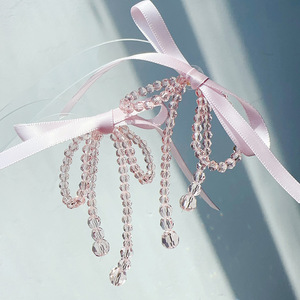 New Arrival 14K mạ vàng Sterling Silver <span class=keywords><strong>Studs</strong></span> lãng mạn ngọt ngào pha lê đính cườm Ribbon Bow Knot Earrings đối với phụ nữ Quà Tặng - Product Image 3