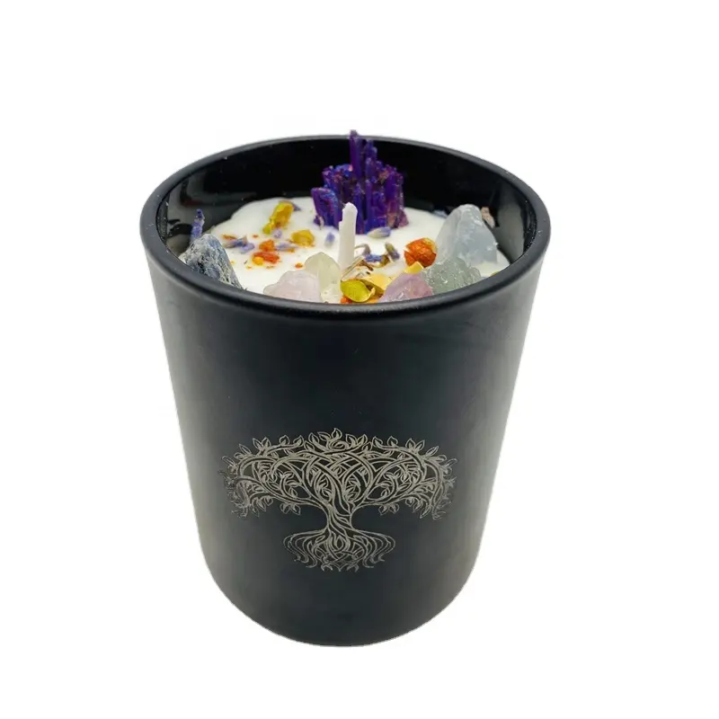 Bougie parfumée à la cire de soja, en pierre de cristal brut naturel, décoration de luxe pour la maison