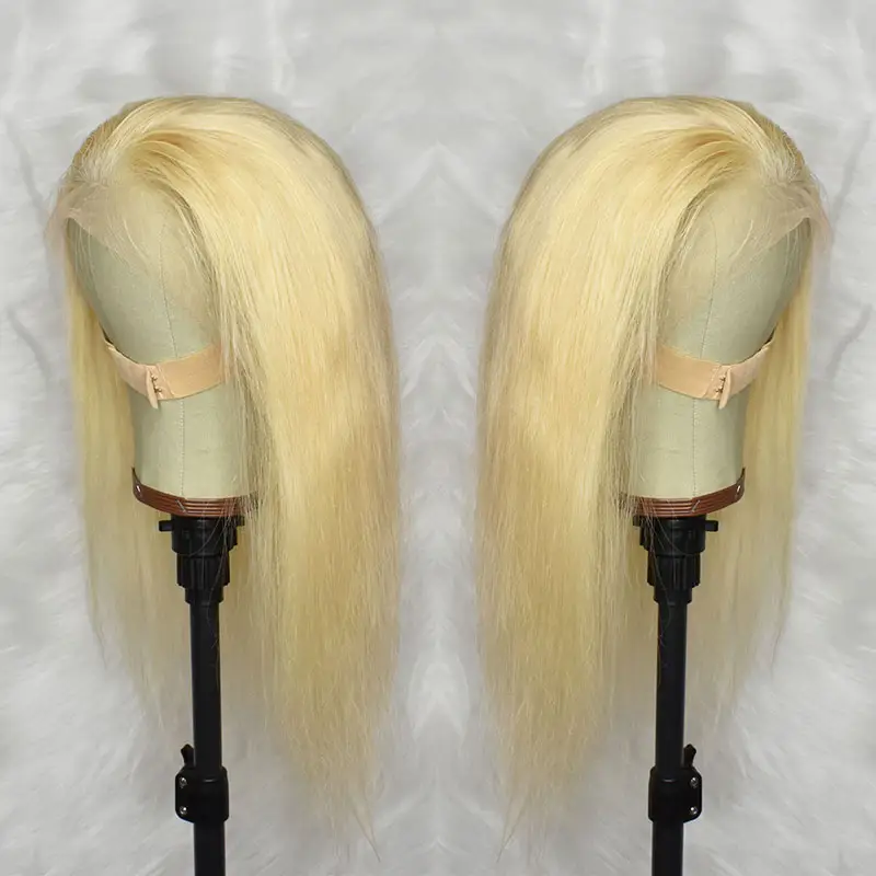 HaiYi Pre-Plucked Natural Hairline Bleached Knots 613 Blond Full Lace Wigs