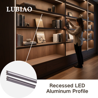 Profilé LED encastré en aluminium pour éclairage de bibliothèque et d'armoire, design fin, solution de dissipation thermique YB1019-33