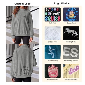 Sudadera holgada con hombros descubiertos y diamantes de imitación personalizada para mujer, Sudadera de cuello grueso de algodón 100, novedad de otoño - Product Image 3