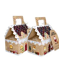 Cajas de Regalo Navideñas con Diseño de Casa de Jengibre, para Dulces y Galletas, Acabado Mate, Papel Kraft Reciclable, Empaque Festivo con Logotipo Personalizado