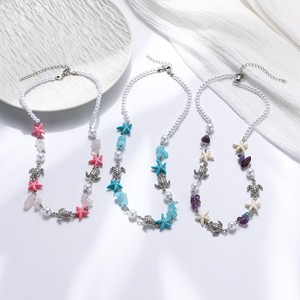 Pendientes Colgantes <span class=keywords><strong>de</strong></span> Tortugas Marinas Plateados Estilo Hawaiano, <span class=keywords><strong>Collar</strong></span> <span class=keywords><strong>de</strong></span> Moda con Piedras Naturales, Estrellas <span class=keywords><strong>de</strong></span> Mar <span class=keywords><strong>y</strong></span> Perlas <span class=keywords><strong>de</strong></span> Vida Marina - Product Image 3