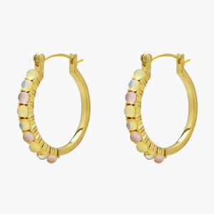 Pendientes Huggie de Oro Blanco con Bisel de Cuarzo para Mujer, Joyería de Moda, Pendientes Colgantes de Aleación - Product Image 5