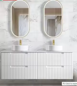 Mueble de Baño Moderno Minimalista de Alta Calidad, Montado en la Pared, Estilo Rejilla de Madera Maciza, para Apartamentos Grandes - Product Image 6