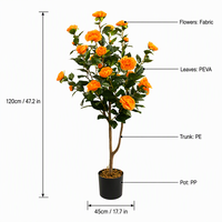 Fleurs Artificielles Camélias en Pot Orange de Haute Qualité, Très Demandées, pour la Décoration de la Maison et des Fêtes