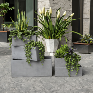 Disponible en plusieurs couleurs grand <span class=keywords><strong>pot</strong></span> de fleur rectangulaire grande jardinière extérieur fibre argile ciment pots de jardin pour plante - Product Image 3