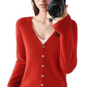 เสื้อคาร์ดิแกนผู้หญิง ลดราคาพิเศษ แบบกระดุมแถวเดียว คอวี ถักนิตติ้ง ทรงเข้ารูป สีพื้น สไตล์ลำลอง แฟชั่น - Product Image 1