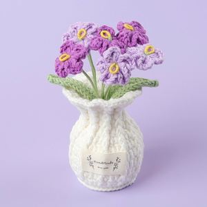 Maceta de Flores Tejida a Crochet, Decoración para el Hogar, Ramo de Flores Tejidas para Navidad - Product Image 3