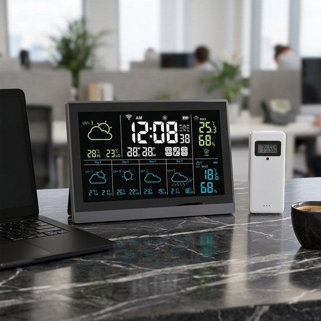 Tuya Smart Table Clock 5-Day Weather Forecast WiFi APP Outdoor Sensor ABS Material IP65 Rated LCD Display OEM/ODM Customizable