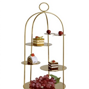 Élégant support à gâteau multi-étages en métal doré, présentoir à desserts pour mariage, cupcakes, pâtisseries, fruits et décoration de table de fête - Product Image 6