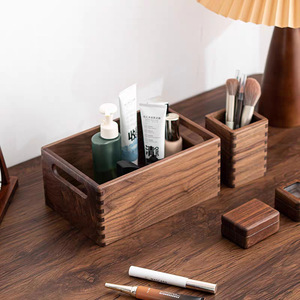 Boîtes de rangement en bois de noyer noir pour bureaux, porte-stylos, boîtes à clés en bois massif pour entrée et boîtes de rangement pour cosmétiques. - Product Image 5