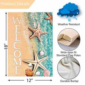 Drapeaux de jardin en toile de jute 12x18 pouces, nouveau design, étoile de mer, décorations d'extérieur pour piscine, lac, cour - Accessoires de présentation - Product Image 4