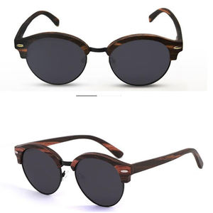 2021 Super Thin Wood Männer <span class=keywords><strong>Pilot</strong></span> Runde Sonnenbrille Frauen Brand Designer Vintage Kleine Sonnenbrille Damen Shades Brillen - Product Image 6