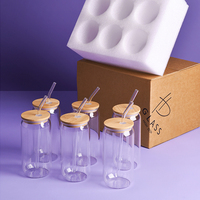 Ensemble de gobelets en verre borosilicate de haute qualité avec couvercles en bambou et pailles, 16 oz, sans BPA, compatibles lave-vaisselle et micro-ondes, design mignon pour café glacé