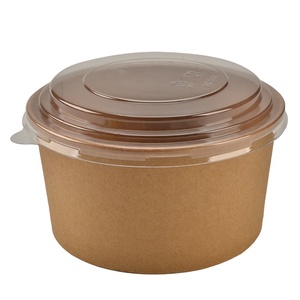 32oz 42oz PLA / PE papier de revêtement kraft saladier jetable bol à salade à emporter avec couvercle - Product Image 2